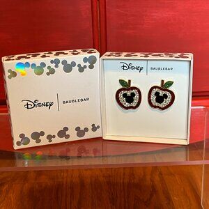 NIP Disney Baublebar Mickey Mouse Apple Earrings Snow White Teacher New York